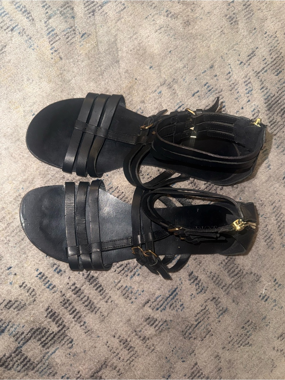 J. Crew Black Multi-Strap Ankle Wrap Sandals